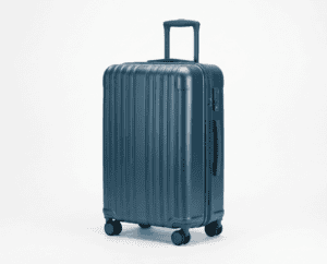 Polycarbonate hard-shell suitcase in teal blue