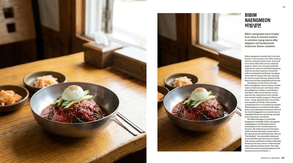 Bibim naengmyeon - spicy Korean cold buckwheat noodles mixed with red gochujang sauce
