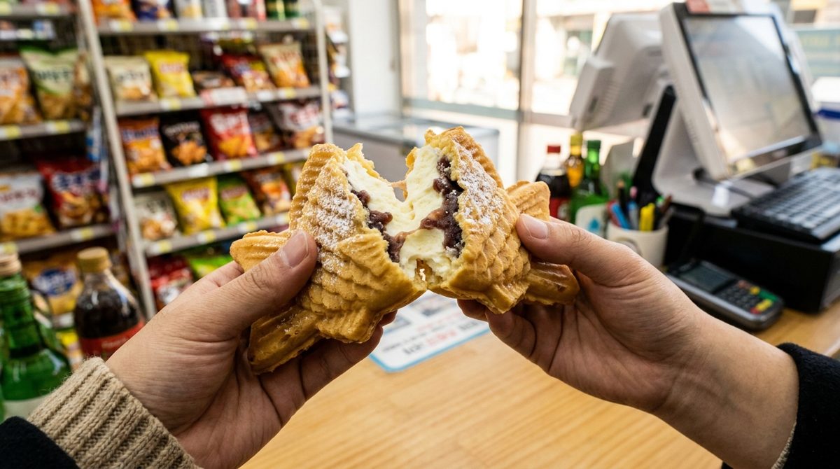 Samanco fish-shaped ice cream sandwich - classic Korean convenience store dessert